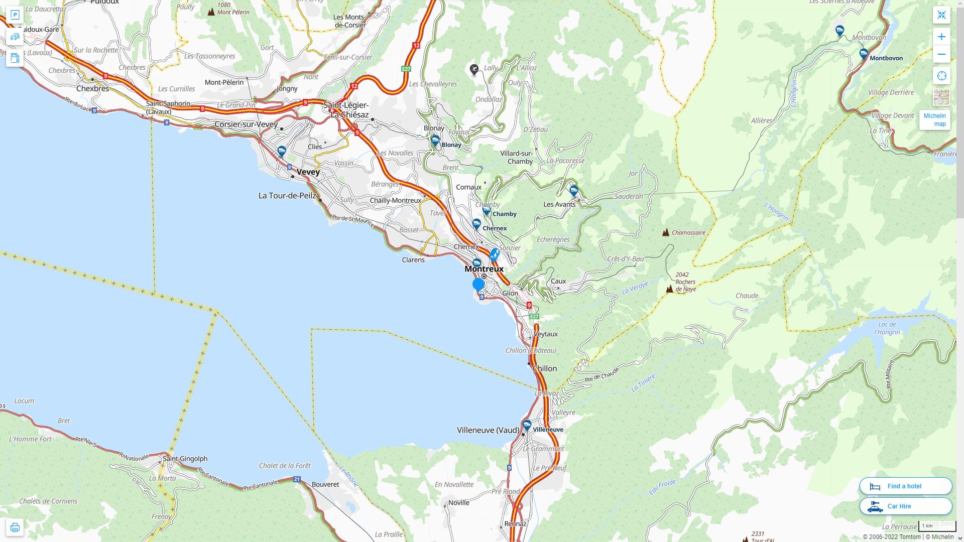 Montreux Suisse Autoroute et carte routiere